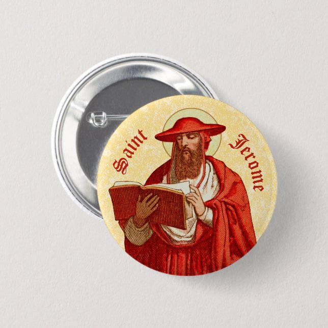 St. Jerome as Cardinal with Book (P 004) Button (Front & Back)