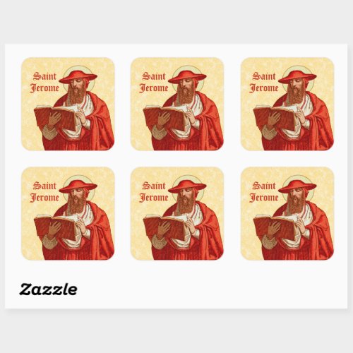 St Jerome as Cardinal with Book P 004 Square Sticker