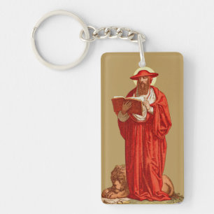 St. Jerome as Cardinal with Lion (P 004) Keychain