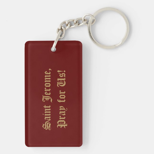 St. Jerome as Cardinal with Lion (P 004) Keychain (Back)