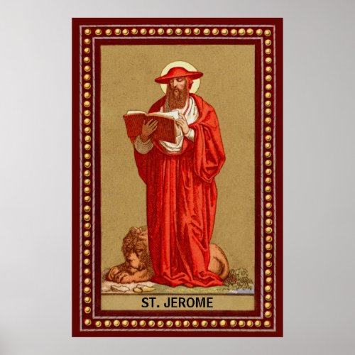 St Jerome as Cardinal with Lion P 004 Poster