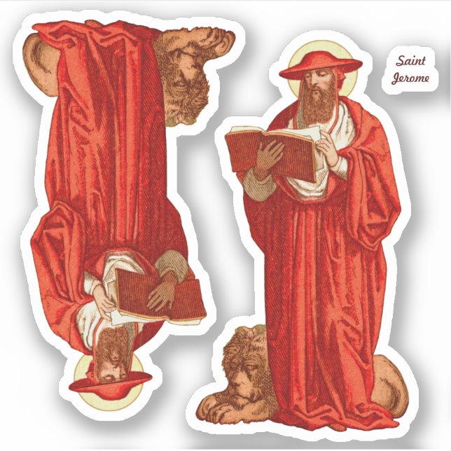 St. Jerome as Cardinal with Lion (P 004) Sticker (Front)