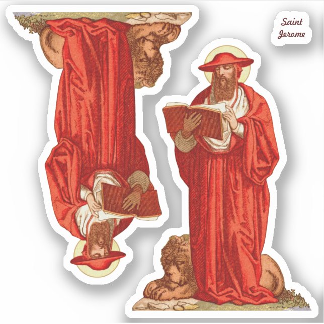 St. Jerome as Cardinal with Lion (P 004) Sticker (Front)
