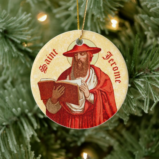 St. Jerome as Cardinal with Motivational Quote Ceramic Ornament (Tree)