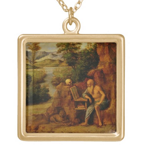 St Jerome c1500 oil on panel Gold Plated Necklace