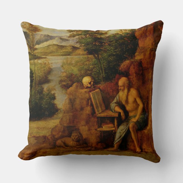 St. Jerome, c.1500 (oil on panel) Throw Pillow (Front)