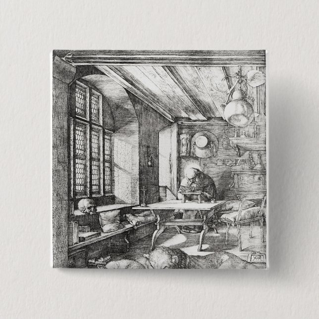 St. Jerome in his Study, 1514 Pinback Button (Front)