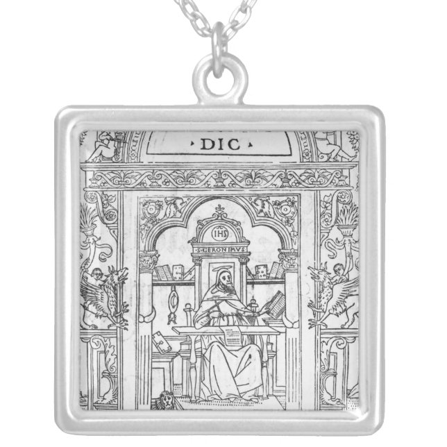 St. Jerome in his Study Silver Plated Necklace (Front)