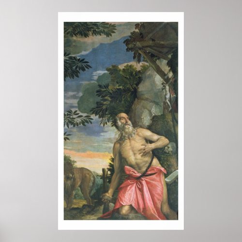 St Jerome in Penitence oil on canvas Poster