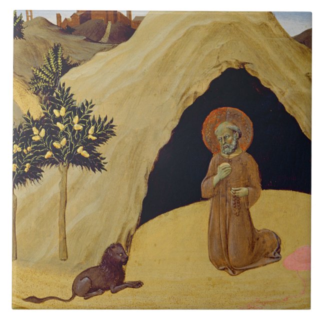 St. Jerome with the lion, 1436 (tempera on panel) Ceramic Tile (Front)