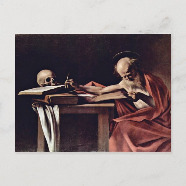 St. Jerome Writing By Michelangelo Merisi Da Carav Postcard (Front)