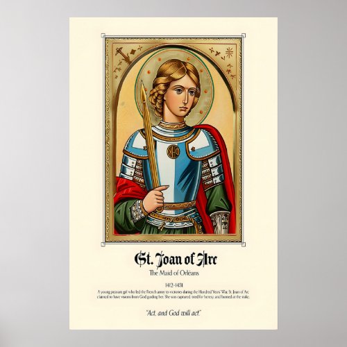 St. Joan of Arc Art Print Medieval Christian