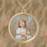 St. Joan of Arc Burning at the Stake (BF 01) Gold Plated Necklace<br><div class="desc">Image Credit (BF 01): Detail from an antique French devotional print (No. 5296) of St. Joan of Arc published by Boumard et Fils, Paris, France, in 1909 in celebration of her beatification on April 18th of that year by Pope St. Pius X. From the designer’s private collection of religious ephemera....</div>