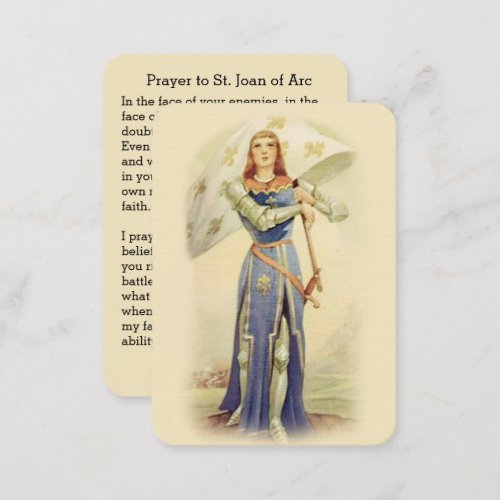 St Joan of Arc Flag Soldier Catholic Holy Card