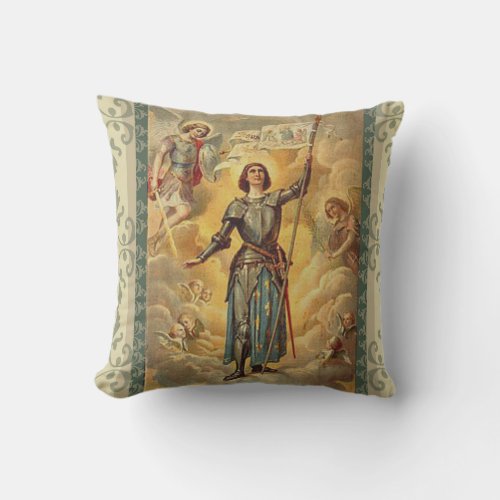St Joan of Arc St Michael Angels Soldier Throw Pillow
