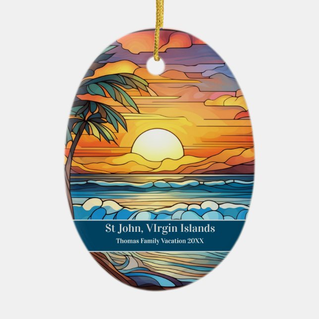St John Beach Vacation Ceramic Ornament (Front)