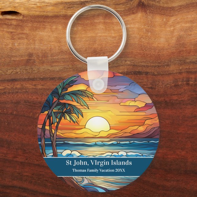 St John Beach Vacation Keychain (Front)