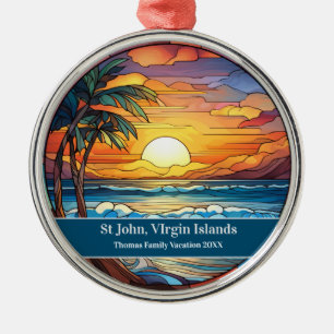 St John Beach Vacation Metal Ornament