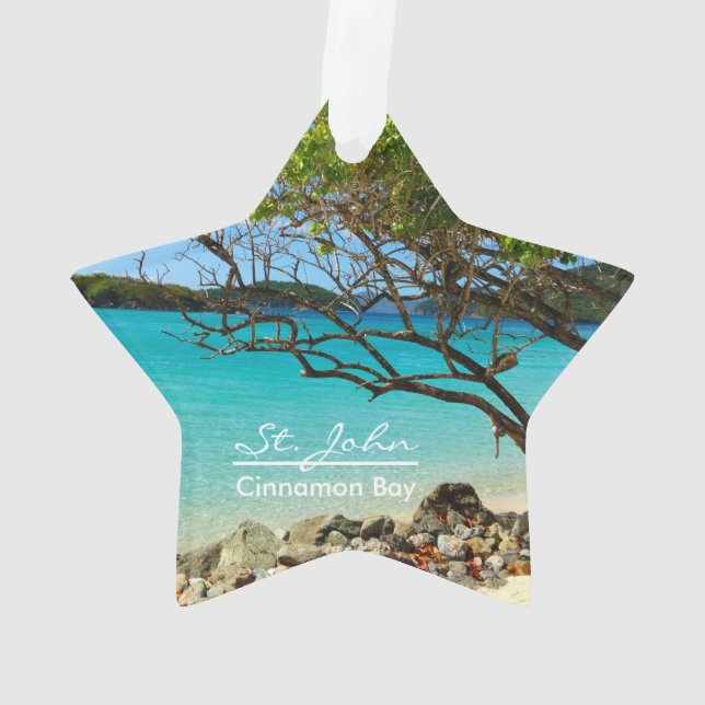 St. John Cinnamon Bay Beach Round Ornament (Back)