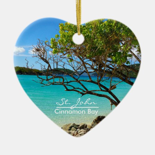 St John Cinnamon Bay Ceramic Heart Ornament