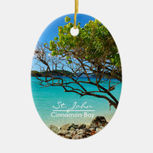 St. John Cinnamon Bay Oval Ceramic Ornament