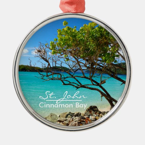 St John Cinnamon Bay Silver Frame Ornament