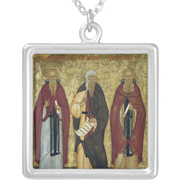 St. John Climacus  St. John of Damascus Silver Plated Necklace (Front)