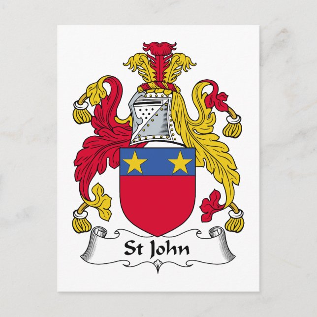 St John Family Crest Postcard (Front)