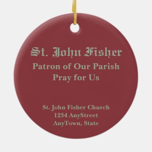 St John Fisher SAU 025 Circular Ceramic Ornament