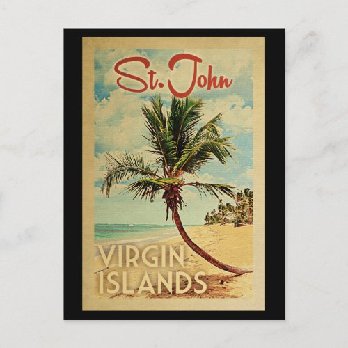 St John Palm Tree Vintage Travel Postcard