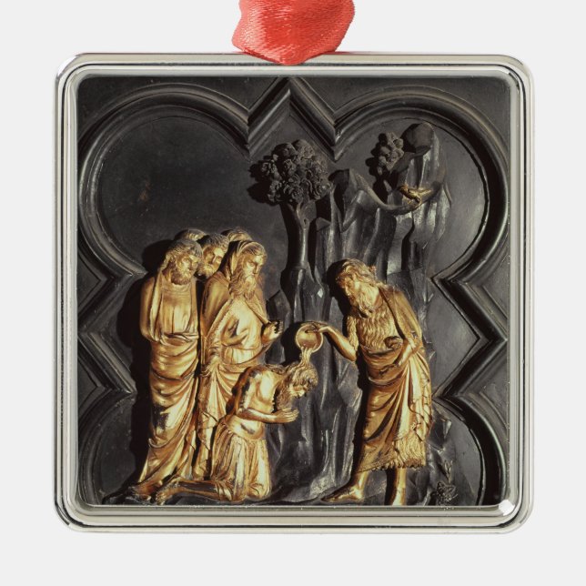 St. John the Baptist baptising in the River Metal Ornament (Front)