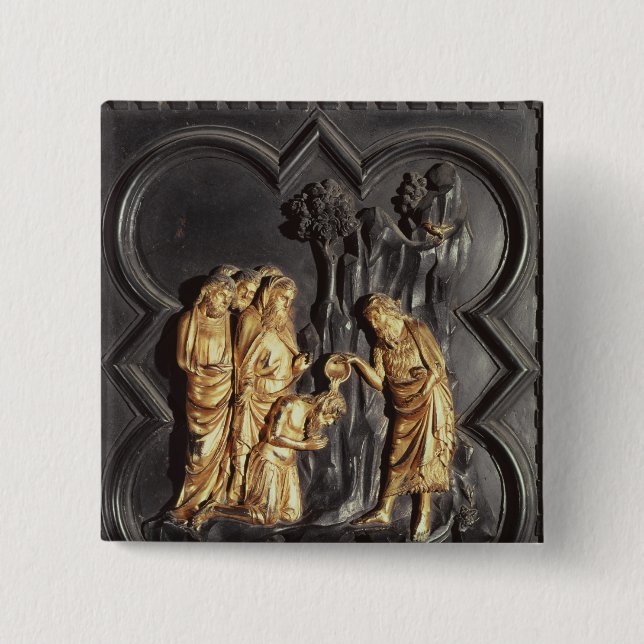 St. John the Baptist baptising in the River Pinback Button (Front)