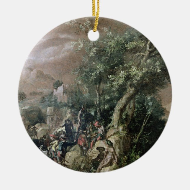 St. John the Baptist Preaching (oil on canvas) Ceramic Ornament (Front)