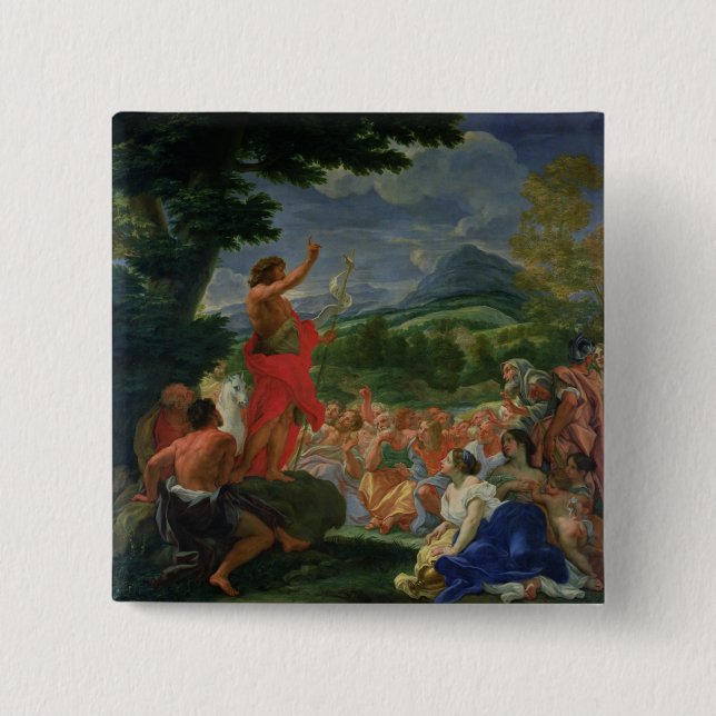 St. John the Baptist Preaching, painted before 169 Pinback Button (Front)