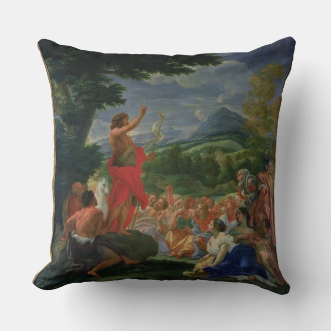 St. John the Baptist Preaching, painted before 169 Throw Pillow (Front)