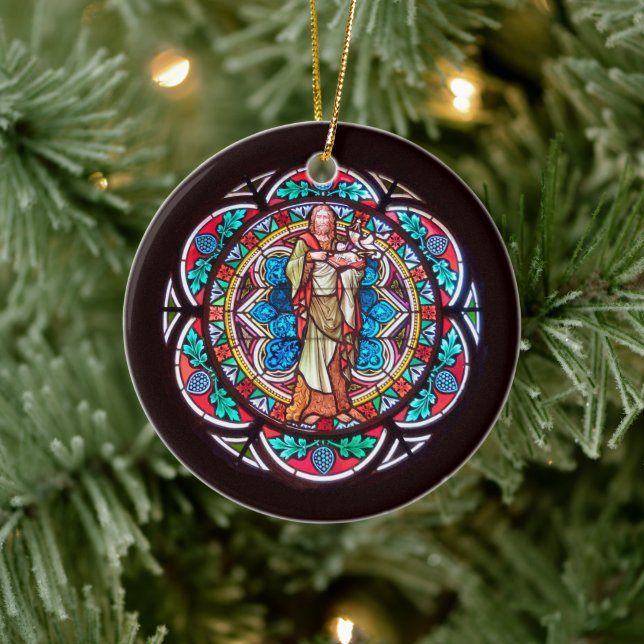 St. John the Baptist with Advent Quote Ceramic Ornament (Tree)