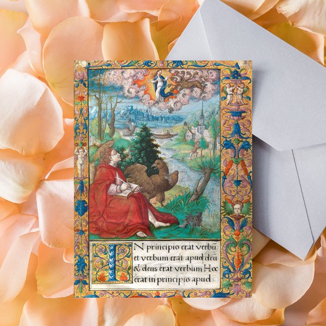 St John the Evangelist Bible Medieval Manuscript Postcard (St John the Evangelist Bible Medieval Manuscript Catholic Christian Postcard)