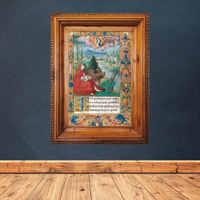 St John the Evangelist - Medieval Manuscript Poster (Saint John the Evangelist Medieval Manuscript Catholic Christian Wall Art)