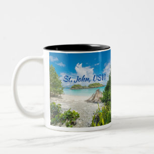 St. John U S Virgin Islands beach photo Two-Tone Coffee Mug