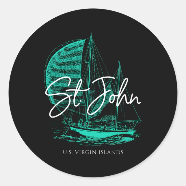 St John Us Virgin Islands Sailboat Classic Round Sticker (Front)