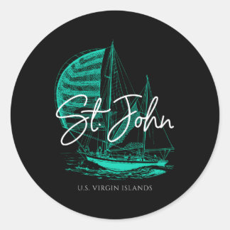St John Us Virgin Islands Sailboat Classic Round Sticker