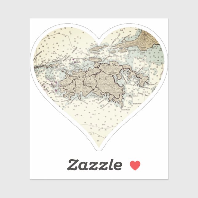 St John US Virgin Islands Vintage Map Sticker (Sheet)