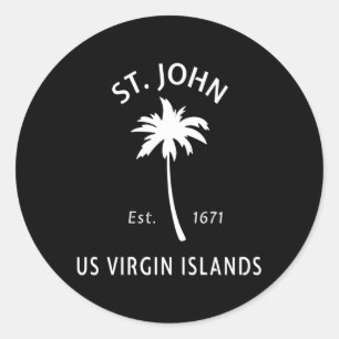 St John Usvi Beach Palm Tree Novelty Classic Round Sticker