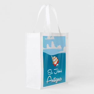 St. John's, Antigua and Barbuda Travel Poster Grocery Bag