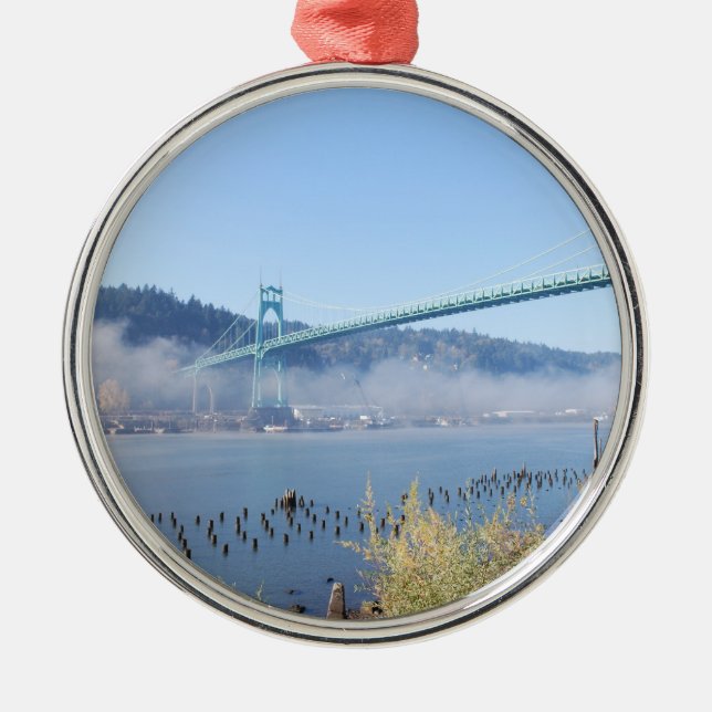 St. Johns Bridge, Beautiful Portland Oregon Metal Ornament (Front)