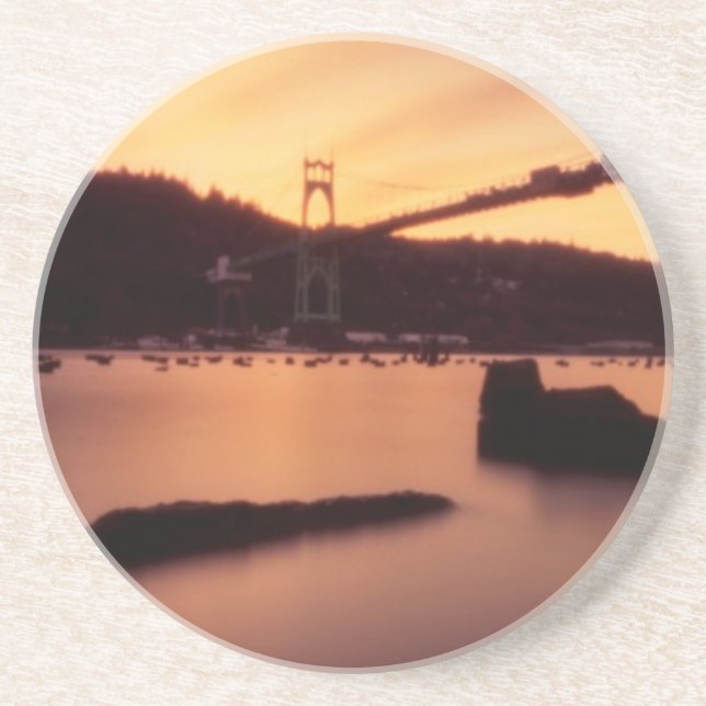 St Johns Bridge Sunset Drink Coaster (Front)