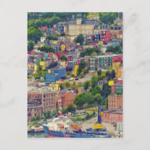 St John's Newfoundland Canada Colorful Painting Postcard