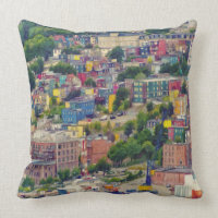St John's Newfoundland Canada Colorful Painting Throw Pillow