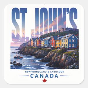 St Johns Newfoundland Colorful Coastal City Travel Square Sticker