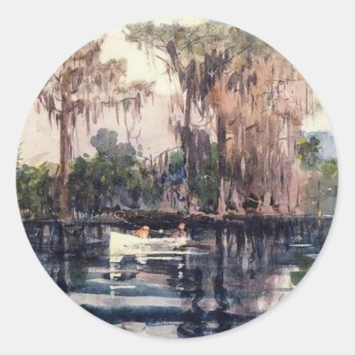 St Johns River Florida by Winslow Homer Classic Round Sticker